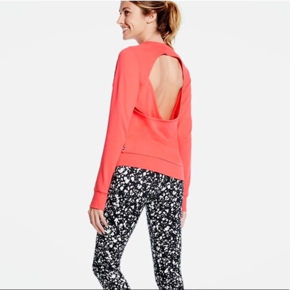 Fabletics Tops - Fabletics coral pink open back sweatshirt
